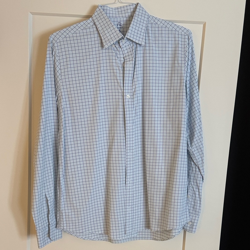 Men's RHOBACK Blue Checkered Dress Shirt